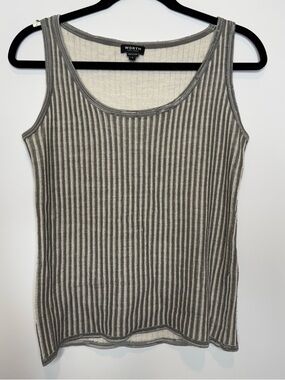WORTH Ribbed Vertical Stripe Tank Top in Gray and Cream